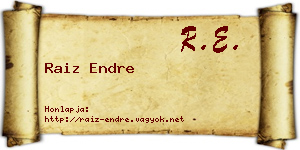 Raiz Endre névjegykártya